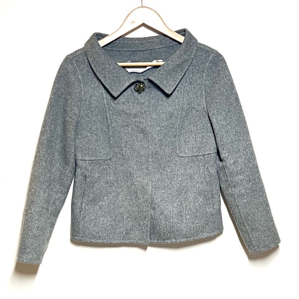 Vintage SCHUMACHER Grey Wool Crop Jacket Womens Sz M